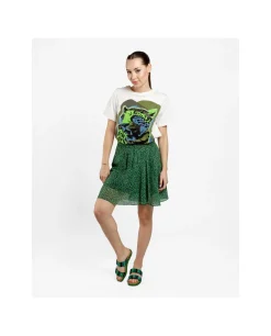 Falda Volantes Gasa Leopardo Verde