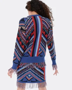 Jersey Etnico Flecos Punto Tricot Multicolor