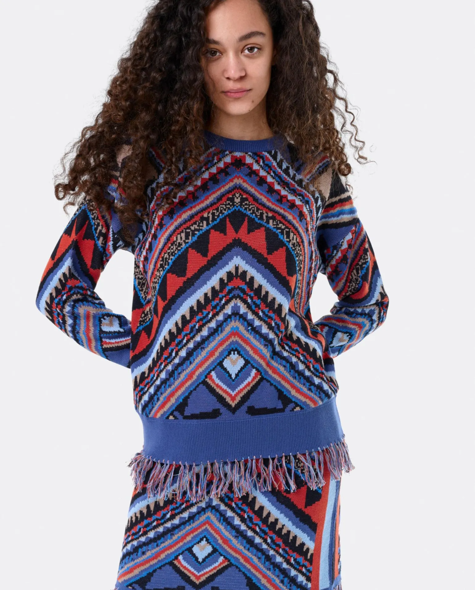 Jersey Etnico Flecos Punto Tricot Multicolor