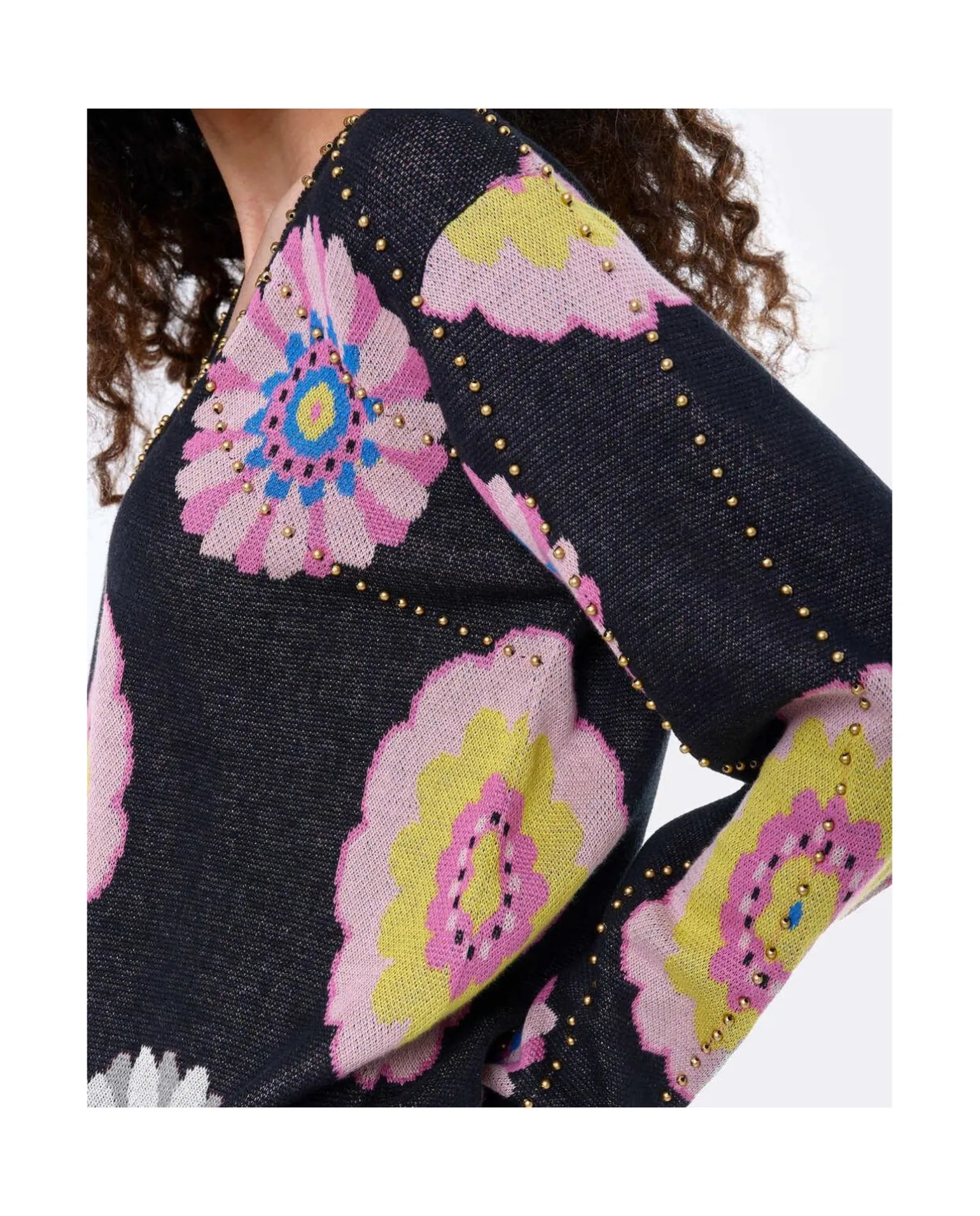 Jersey Pico Punto Estampado Flor Multi