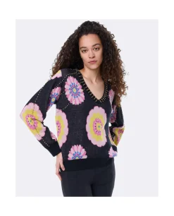 Jersey Pico Punto Estampado Flor Multi