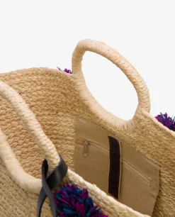 Maxi Capazo Pompon Rafia Beig