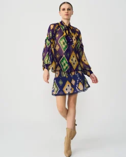 Maxiblusa Romantica Gasa Geometrico Azul