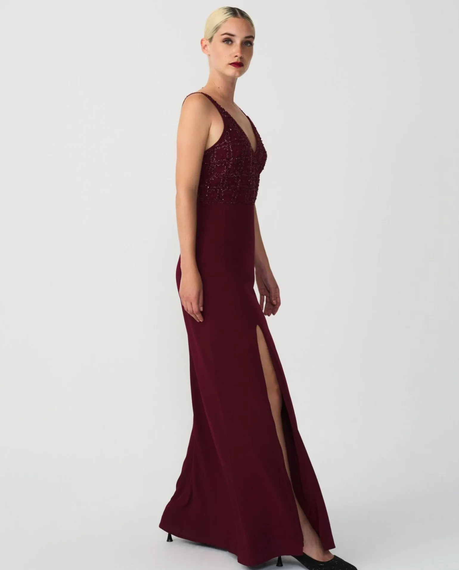 Maxivestido Tirantes Gasa Burdeos