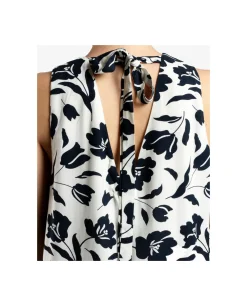 Mini Vestido Escote Pliegues Viscosa Estampado Flo