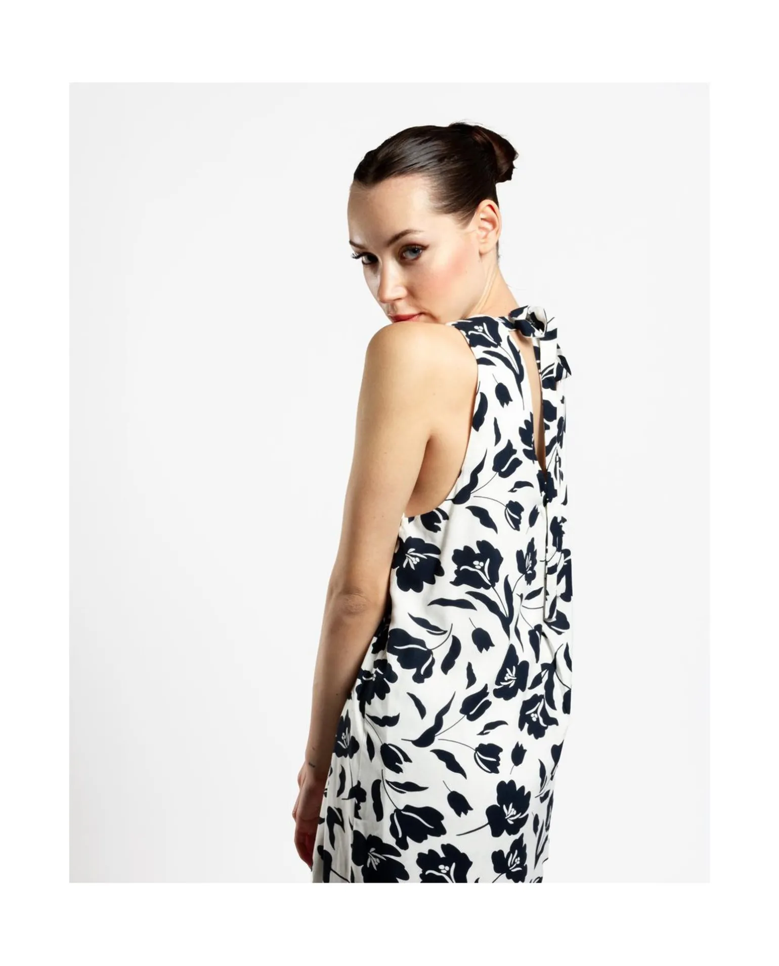 Mini Vestido Escote Pliegues Viscosa Estampado Flo