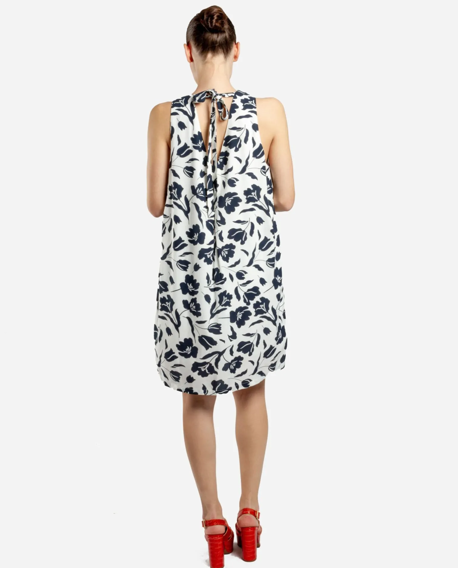 Mini Vestido Escote Pliegues Viscosa Estampado Flo