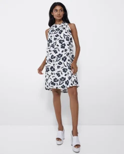 Mini Vestido Escote Pliegues Viscosa Estampado Flo