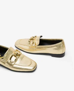 Mocasin Hebilla Lame Metalizado Oro