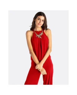 Mono Largo Lazo Punto Circular Rojo