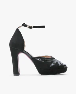 Pala Talon Peep Toe Ultrasuede Negro