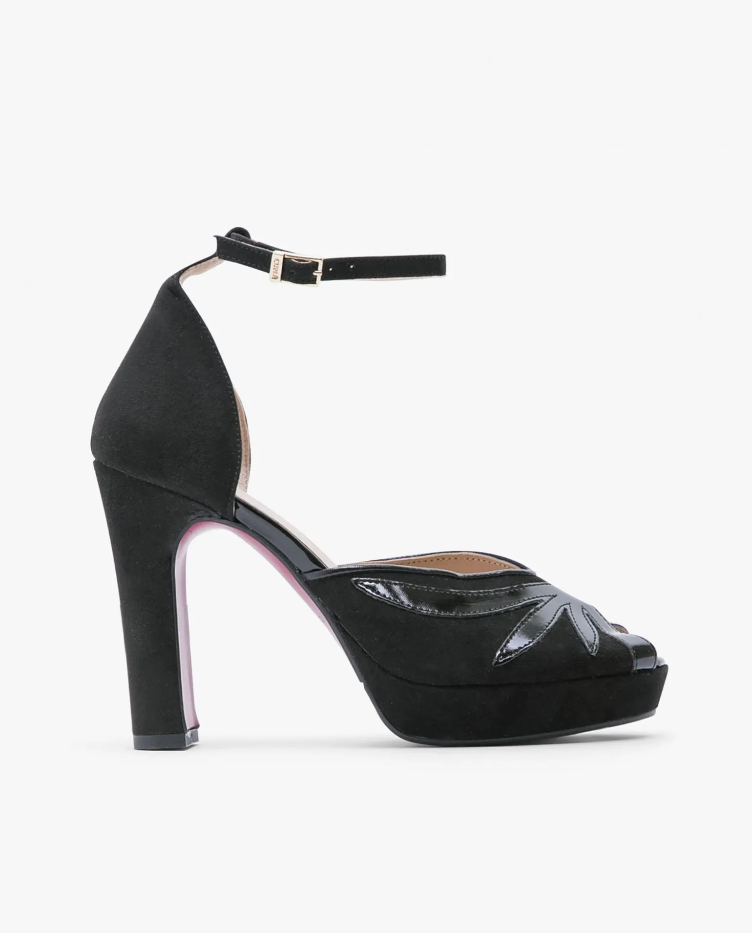 Pala Talon Peep Toe Ultrasuede Negro