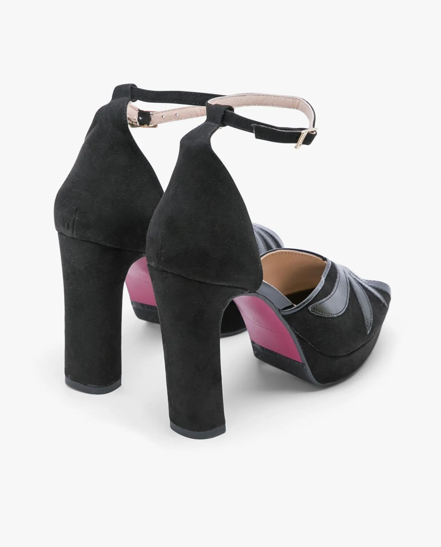 Pala Talon Peep Toe Ultrasuede Negro
