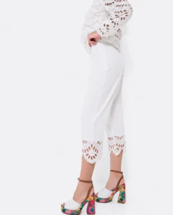 Pantalon Bajo Guipur Algodon Blanco