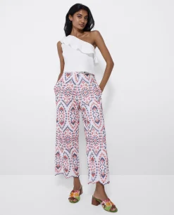 Pantalon Bordado Algodon Multicolor