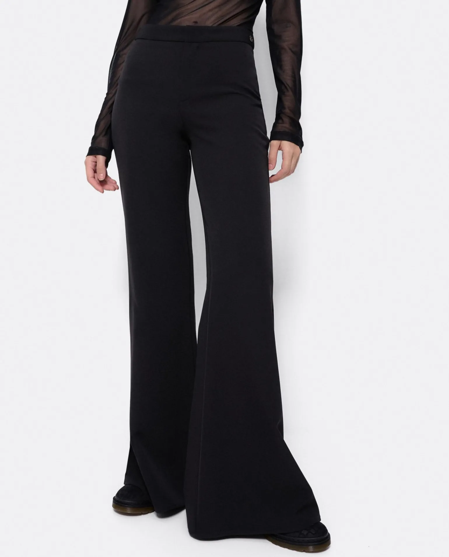 Pantalon Campana Doble Tela Negro