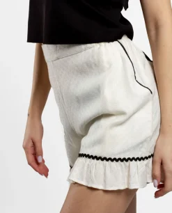 Pantalon Corto Volante Jacquard Blanco