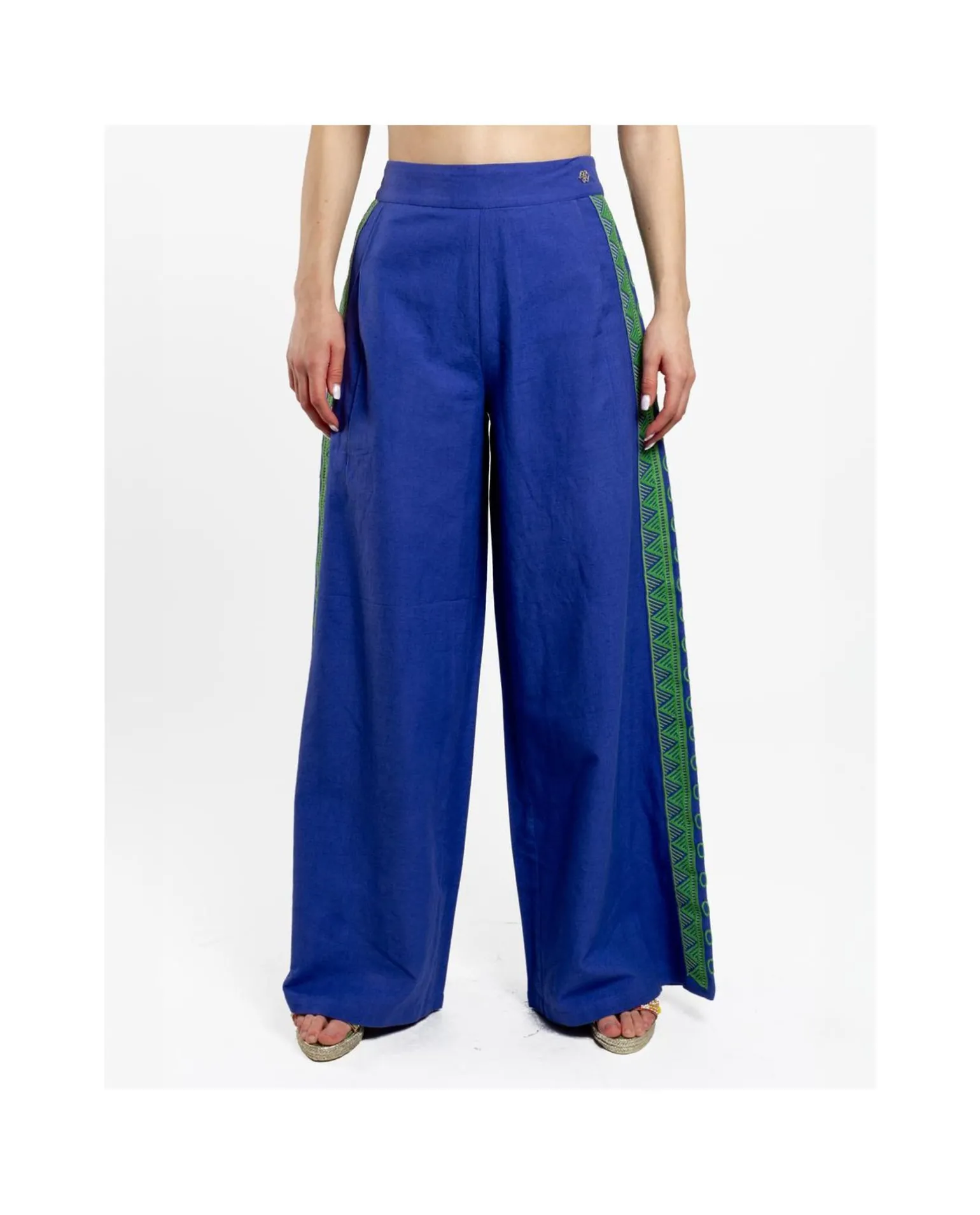 Pantalon Palazzo Algodon Azul