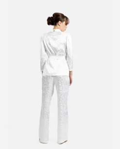 Pantalon Recto Jacquard Blanco