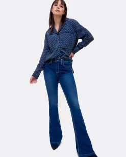 Pantalon Vaquero Con Campana Vaquero Marino