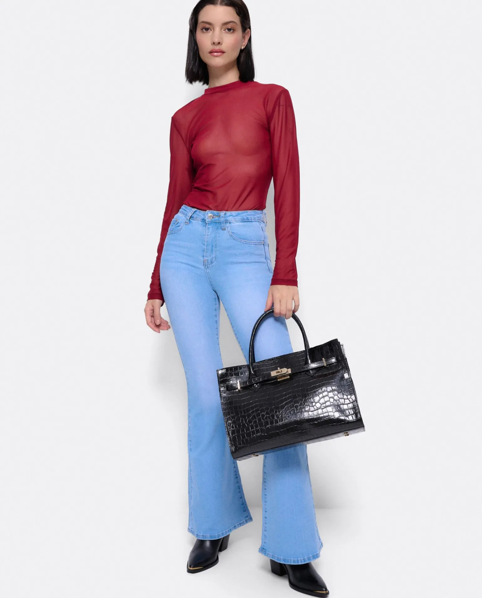 Pantalon Vaquero Con Campana Vaquero Azul