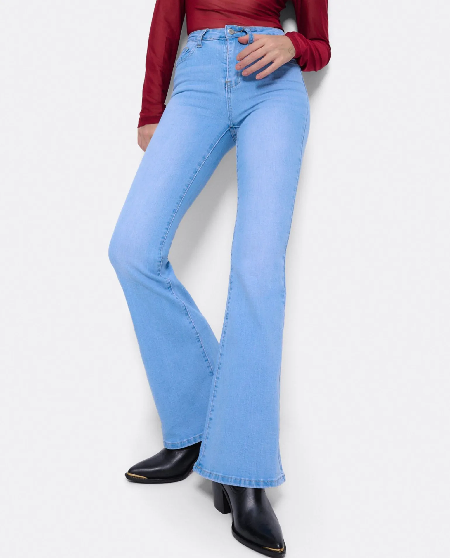 Pantalon Vaquero Con Campana Vaquero Azul
