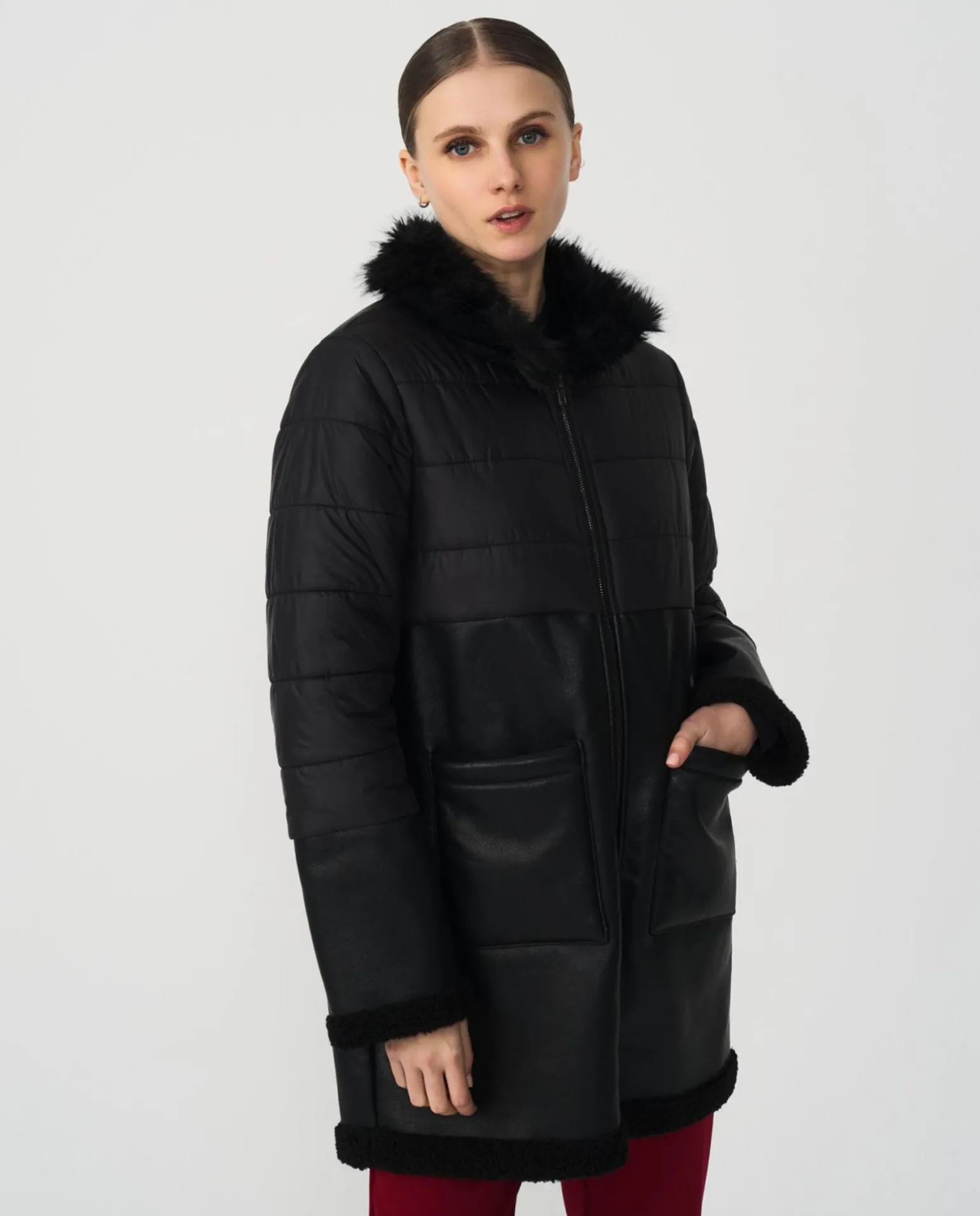 Parka Polipiel Nylon Negro