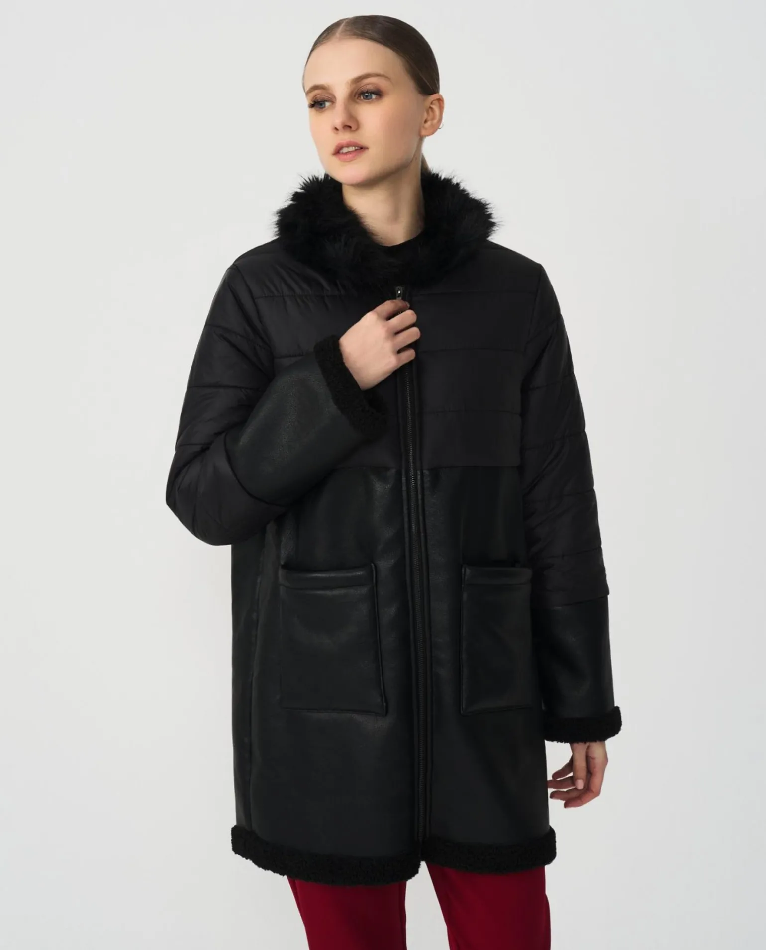 Parka Polipiel Nylon Negro