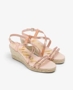 Sandalia Cuna Tiras Strass Rosa
