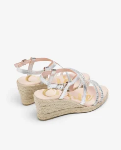 Sandalia Cuna Tiras Strass Plata