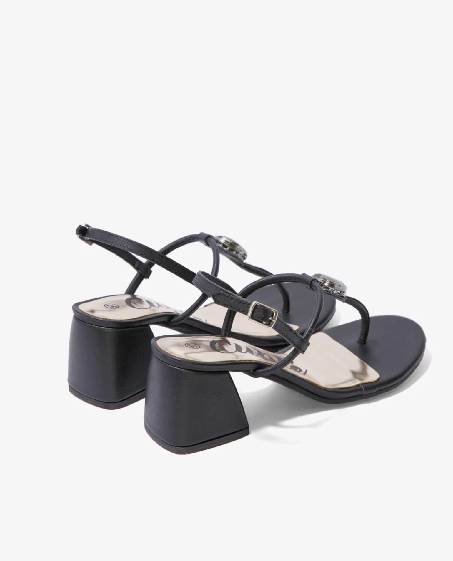 Sandalia Joya Tacón Napa Negro