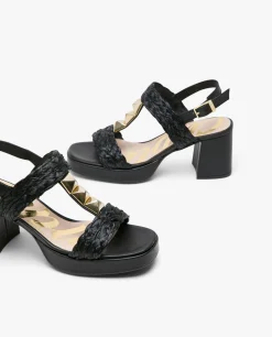 Sandalia Piramides Rafia Negro