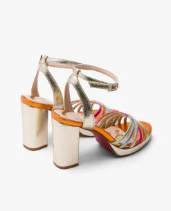 Sandalia Plataforma Tiras Lame Metalizado Multicol