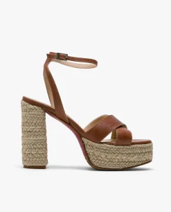 Sandalia Plataforma Trenzada Piel Cuero