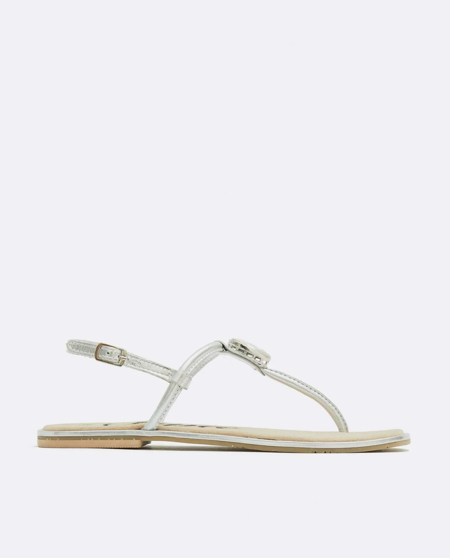 Sandalia Punta Cuadrada Napa Plata