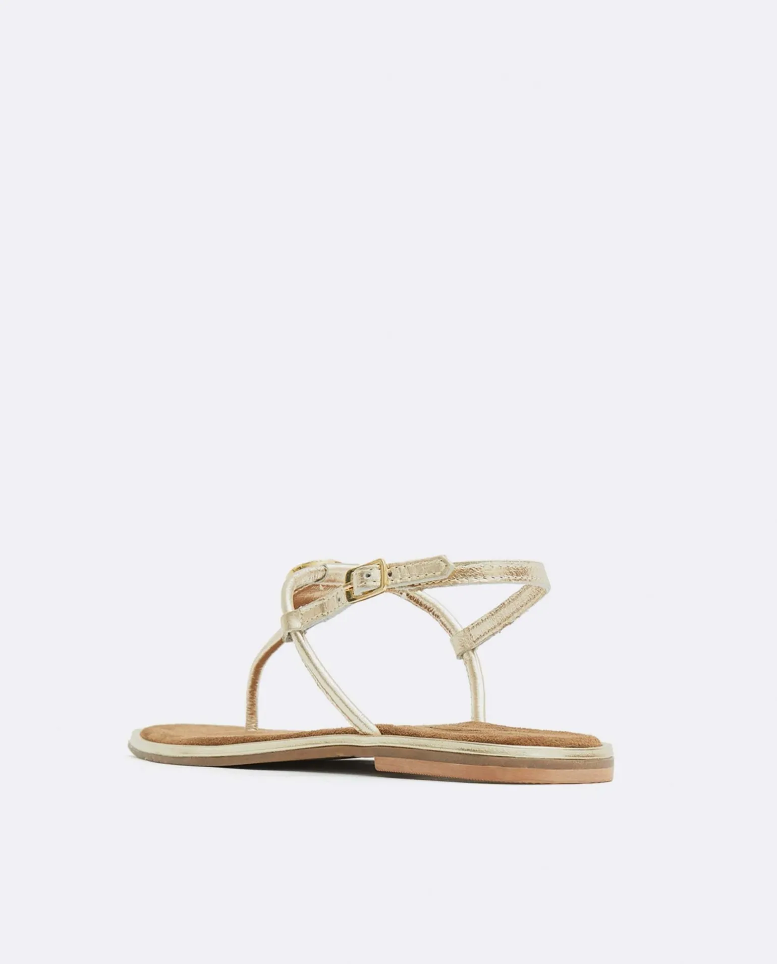 Sandalia Punta Cuadrada Napa Oro