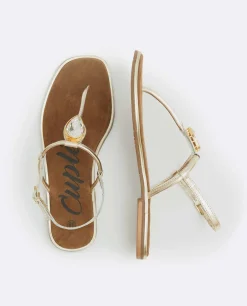 Sandalia Punta Cuadrada Napa Oro