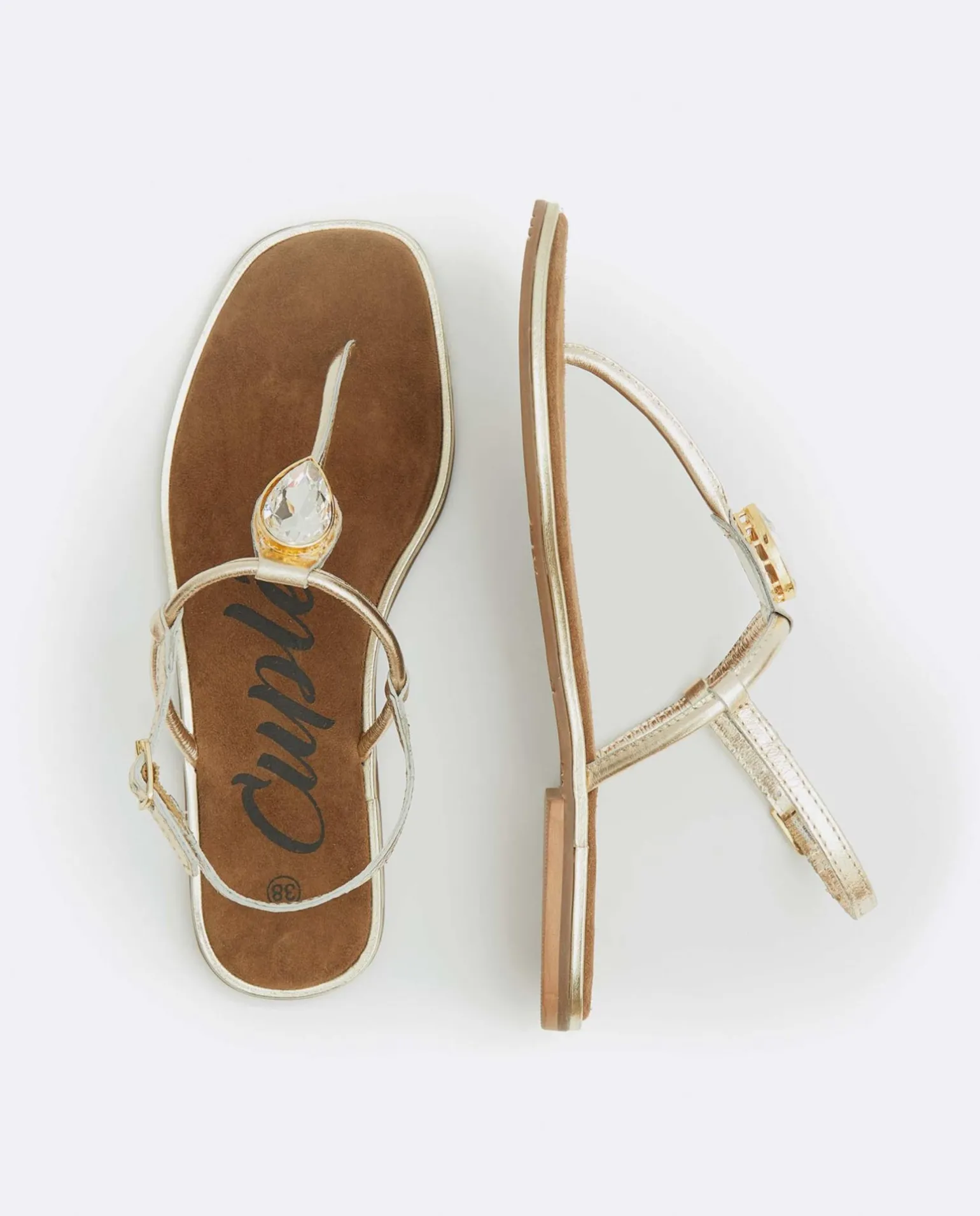 Sandalia Punta Cuadrada Napa Oro