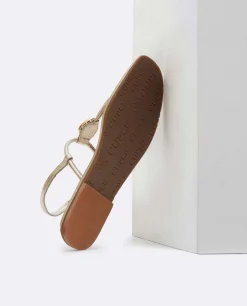 Sandalia Punta Cuadrada Napa Oro