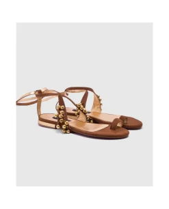 Sandalia Ronda Plana Ultrasuede Cuero