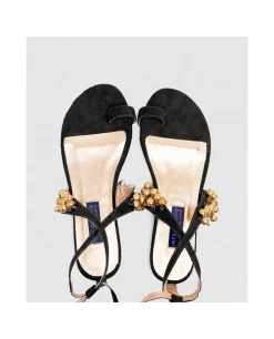 Sandalia Ronda Plana Ultrasuede Negro