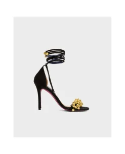 Sandalia Ronda Tacón Ultrasuede Negro