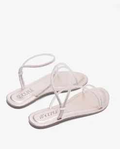 Sandalia Strass Cuentas Plata