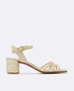 Sandalia Tiras Rafia Beig