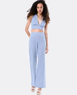 Top Triangular Lino Azul