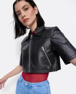 Torera Corta Piel Negro