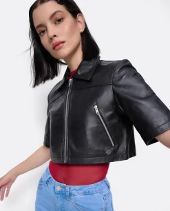 Torera Corta Piel Negro