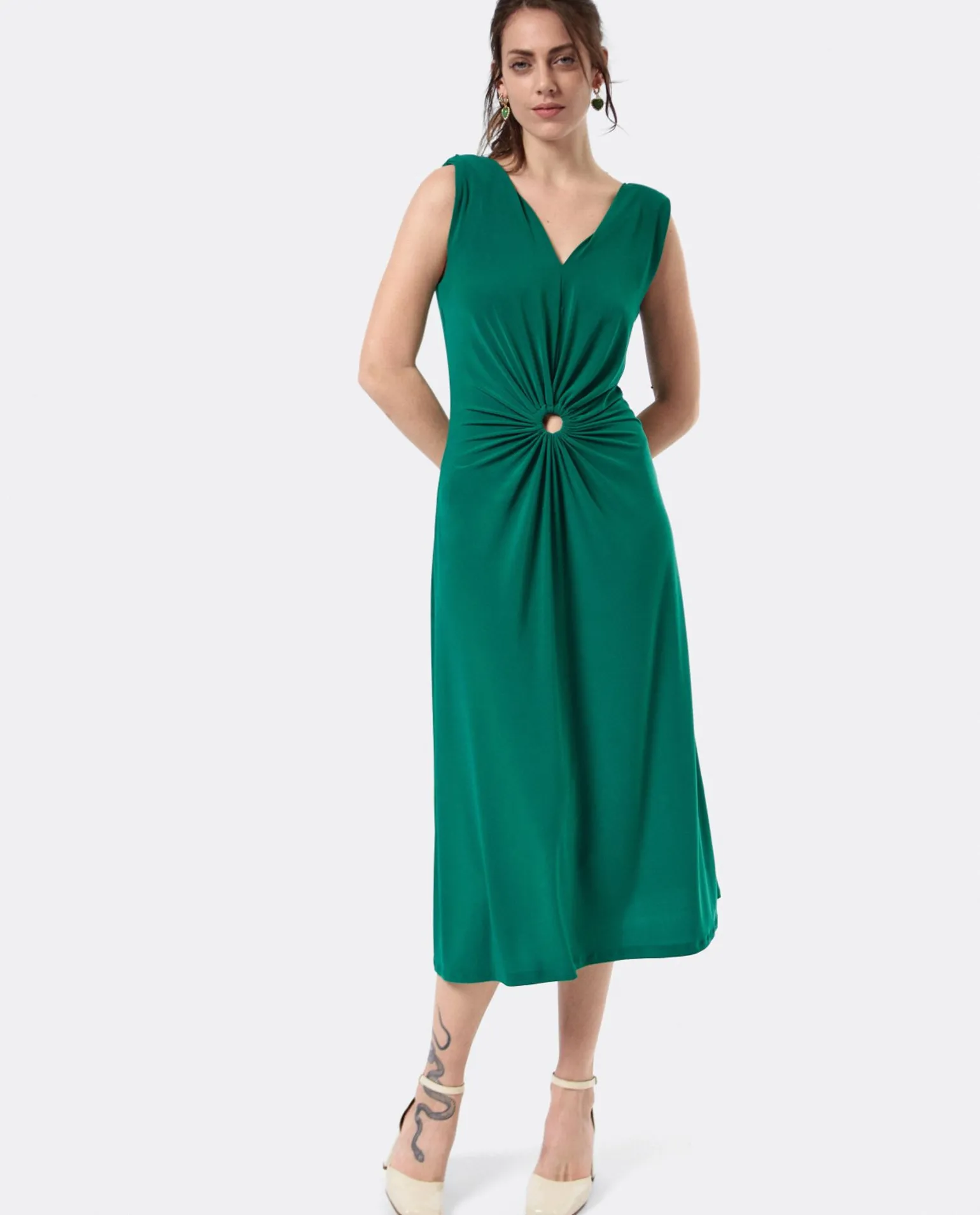 Vestido Aro Cintura Punto Verde