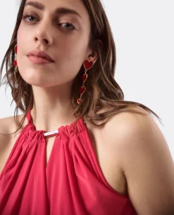 Vestido Asimetrico Cola Punto Circular Coral