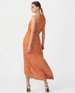 Vestido Asimetrico Cola Punto Geometrico Naranja